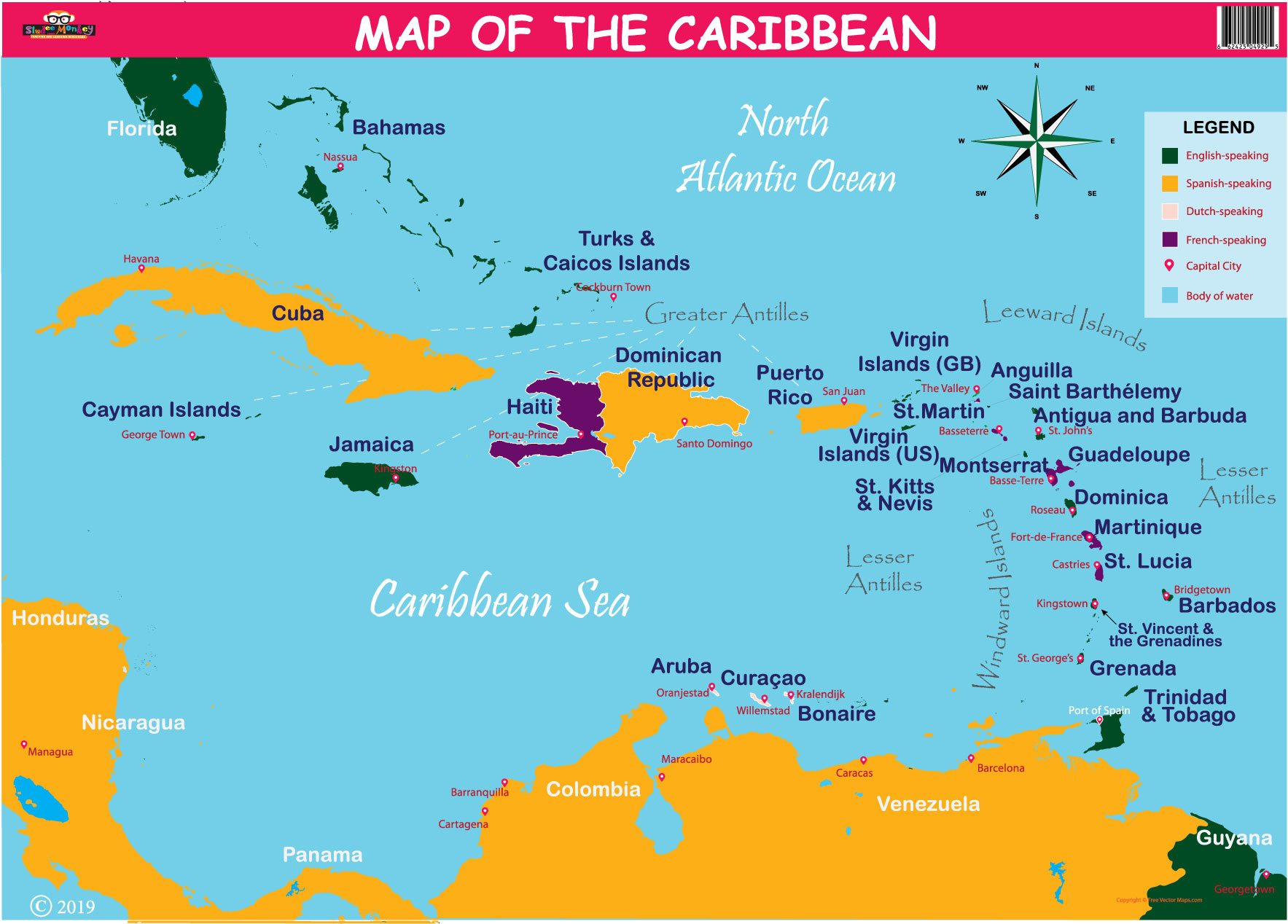 Map of the Caribbean