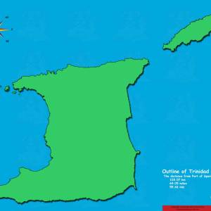 Outline of Trinidad and Tobago Chart / Poster / Teaching Aid 🇹🇹 [Size: 24" x 18']