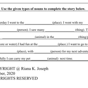Noun Story - by Riana Joseph - free