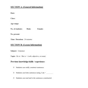 Lesson plan - He is+