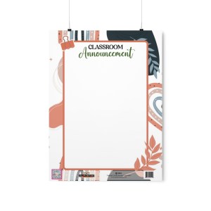 Classroom Announcement Poster/Chart Communication Tool [18" x 24"] Excellent, effective and eye-catching design - Pattern 7