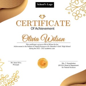 elegant gold and white certificate