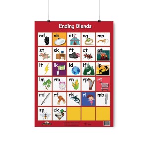 Ending Blends Chart / Poster / Teaching Aid [Size: 18" x 24"] Smarter Kids! STEM