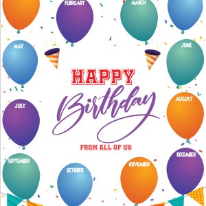 Happy Birthday - Balloons Chart/ Poster / Teaching Aid Size:  18” x 24” Excellent Choice