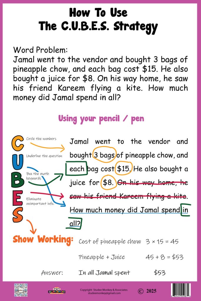 How To Use The C.U.B.E.S. Strategy Chart / Teaching Aid / Poster [Size ...